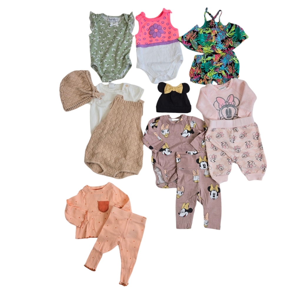 Newborn clothing lot 5 outfits 2 bodysuits H&M Cat & Jack Disney Baby and more